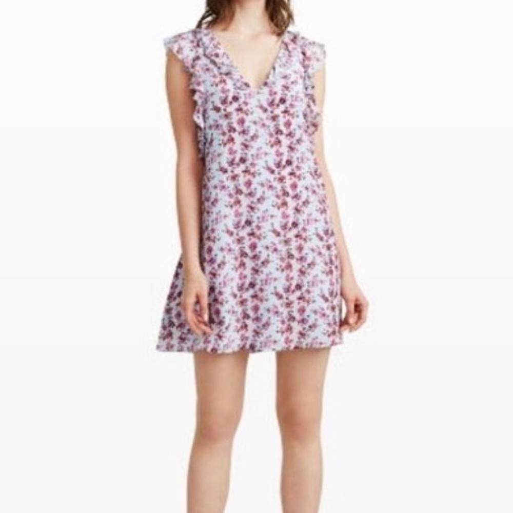 Club Monaco | 100% Silk Blue Floral Mini Dress Size 2